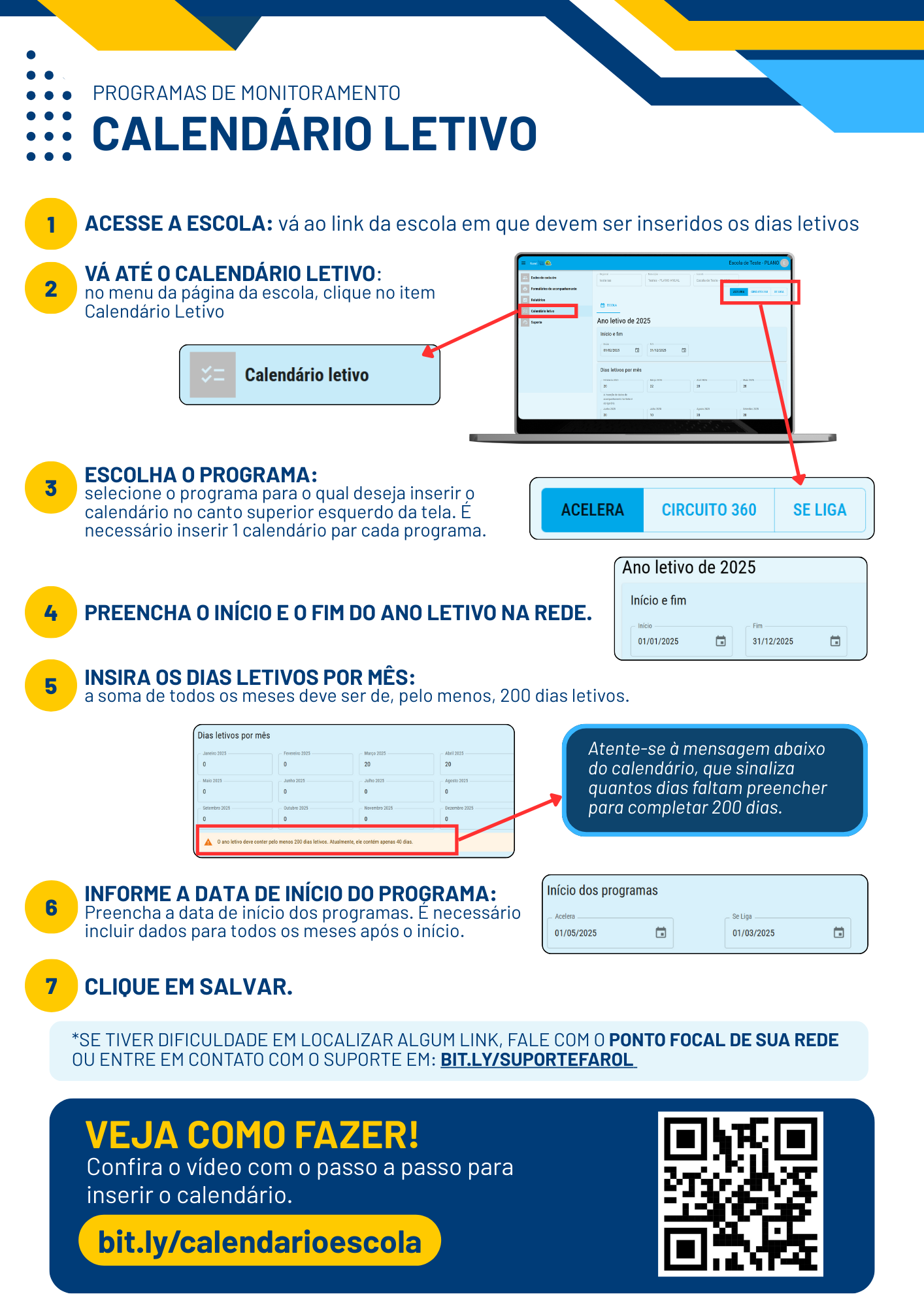 PASSO 1 - Calendário com os dias letivos do programa – Instituto Ayrton ...